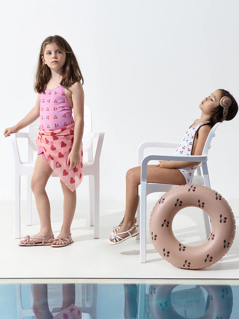 Girls' Bow Flower-Pearl Slingback Sandals - CHARLES & KEITH