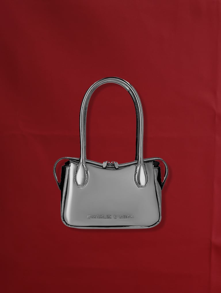 Women’s Bosie Metallic Elongated Top Handle Bag in pewter