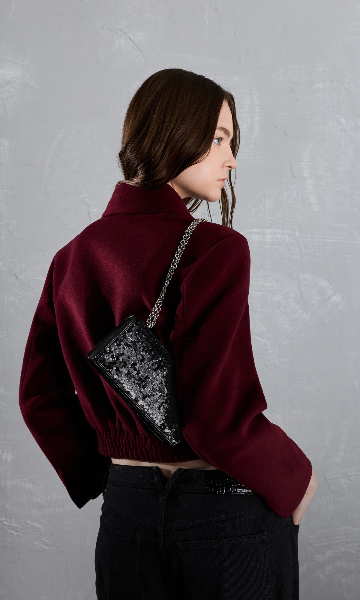 Noir Jesmyn Sequinned Two-Way Bag - CHARLES & KEITH