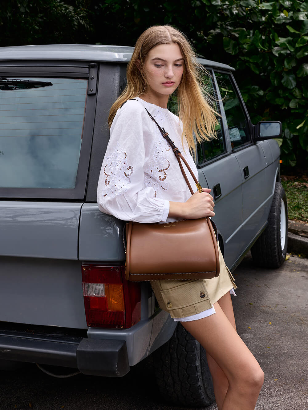 Chocolate Lyla Tubular Slouchy Shoulder Bag - Chocolate -  CHALES & KEITH