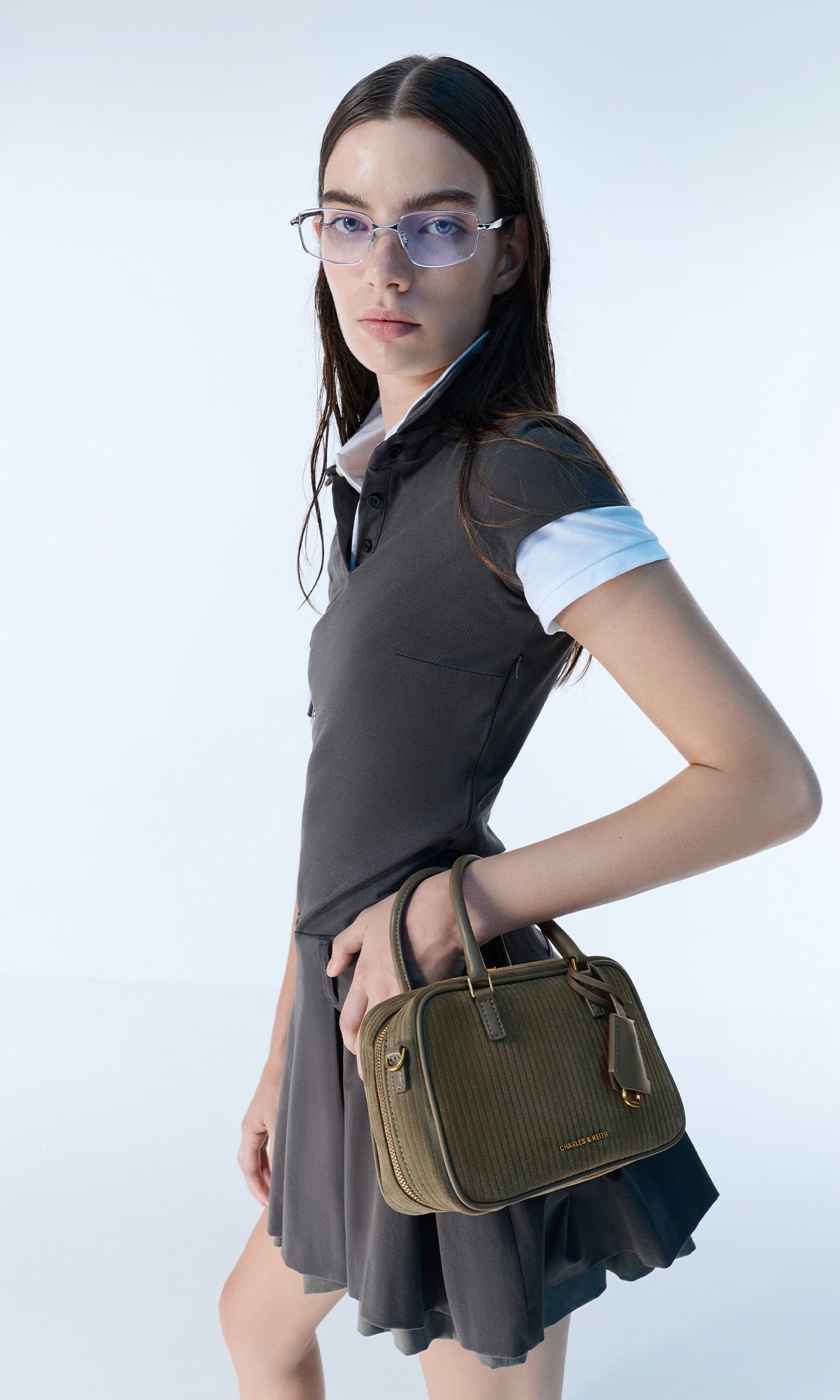 Chocolate Britton Ruched Elongated Shoulder Bag - CHARLES & KEITH