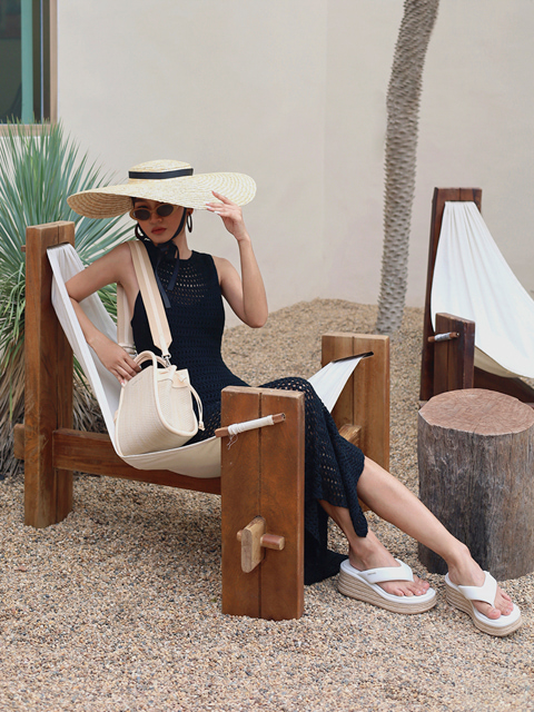 Women’s Ashby raffia tote bag and espadrille thong sandals, as seen on Knott - CHARLES & KEITH