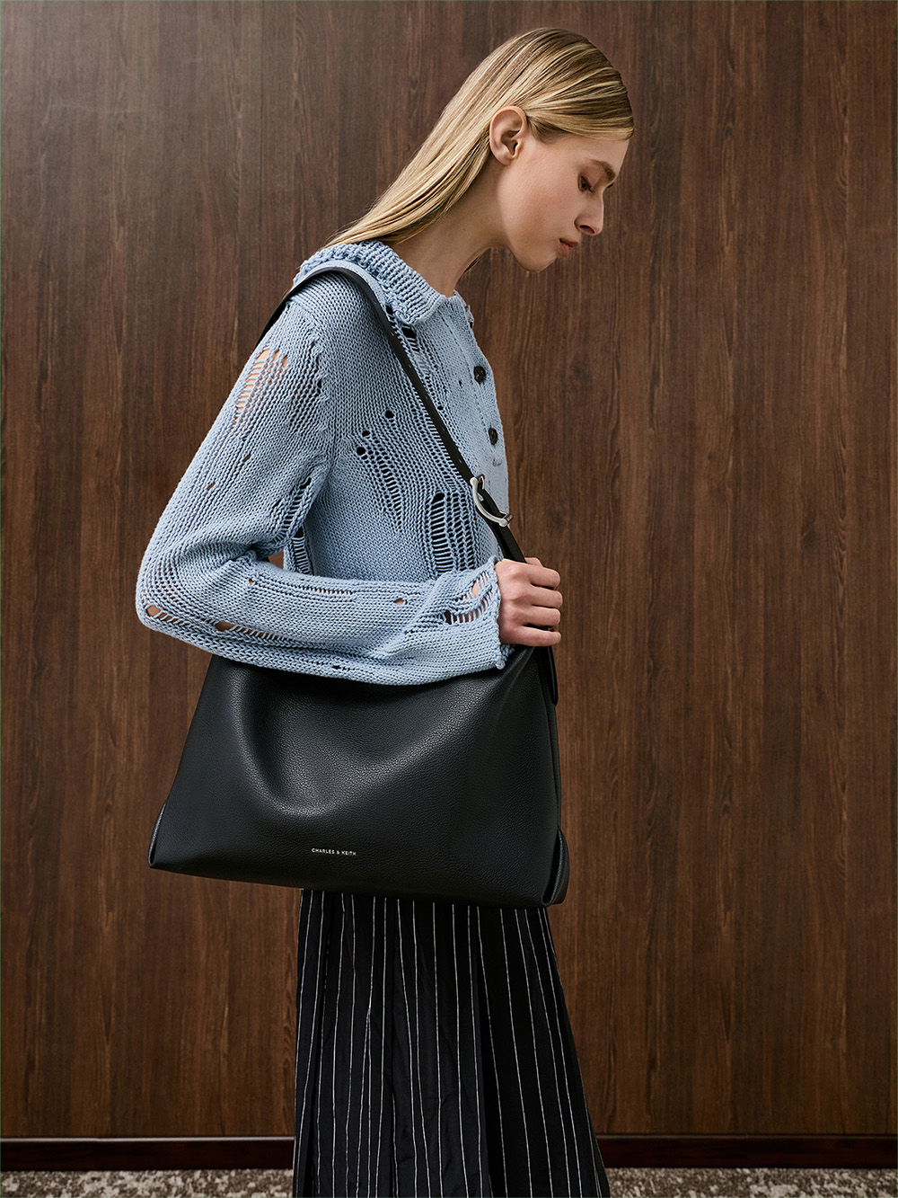 Sahara Sand Arlet Recycled Suede Double-Handle Belted Tote Bag - CHARLES & KEITH