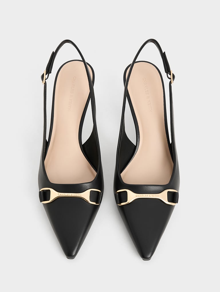 Metallic-Accent Slingback Pumps in black – CHARLES & KEITH