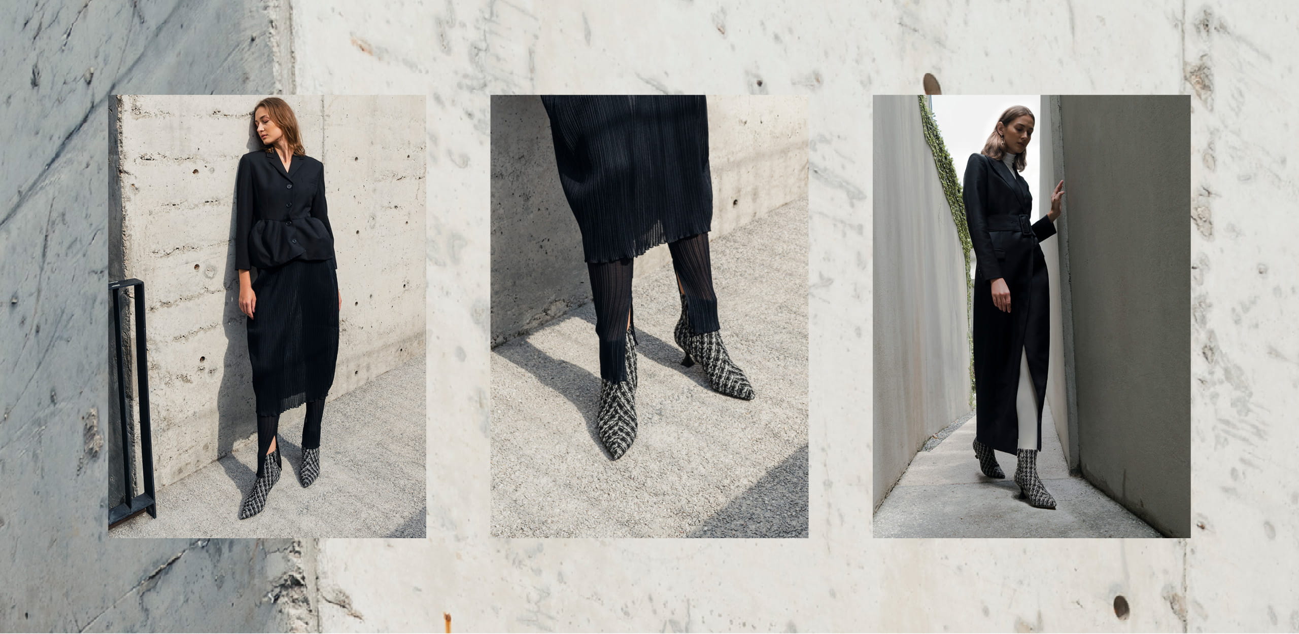 Women’s tweed sculptural heel ankle boots (collage) – CHARLES & KEITH