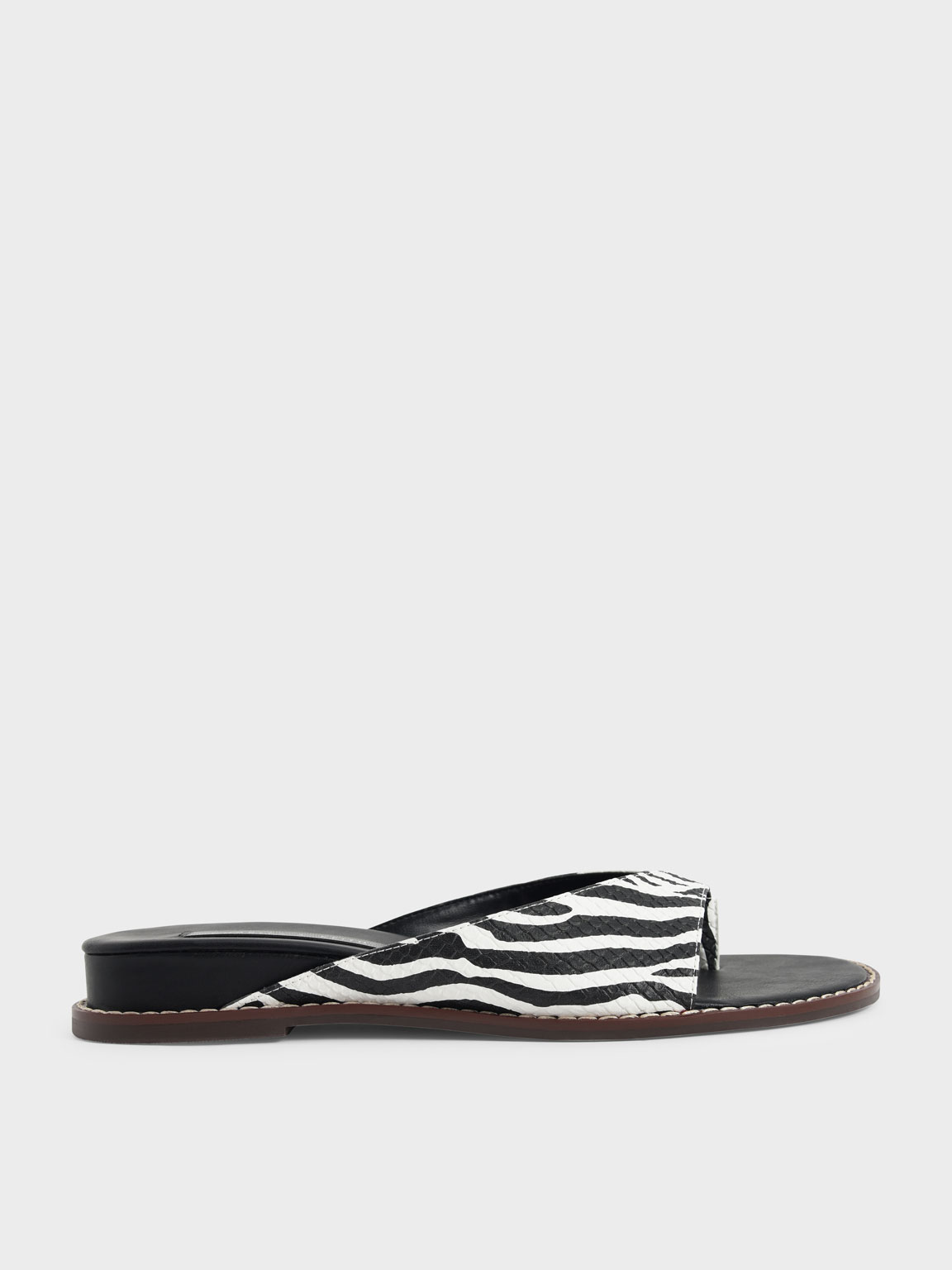 

Zebra Print Stitch Trim Thong Sandals