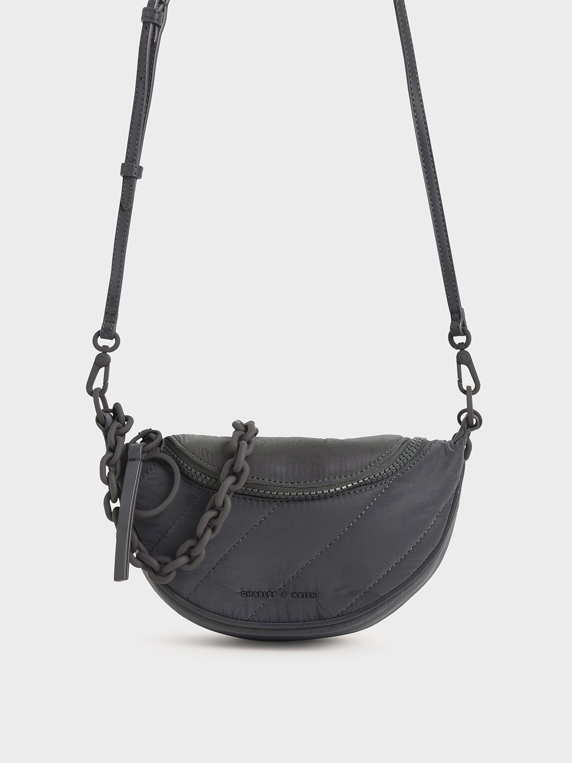 

Nylon Semi-Circle Crossbody Bag, Peacock