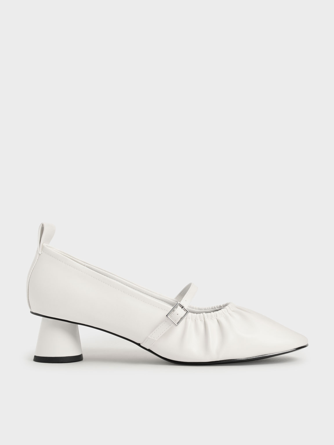 

Ruched Mary Jane Pumps, Chalk