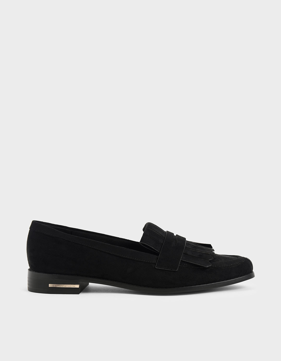 

Textured Frill Loafers, Black textured