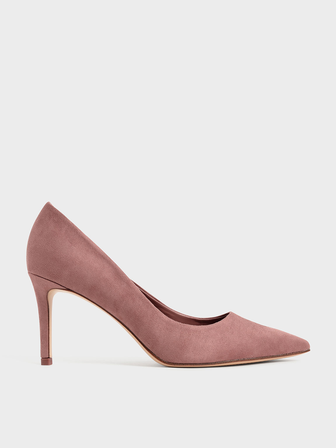 

Textured Pointed Toe Stiletto Pumps, Mauve
