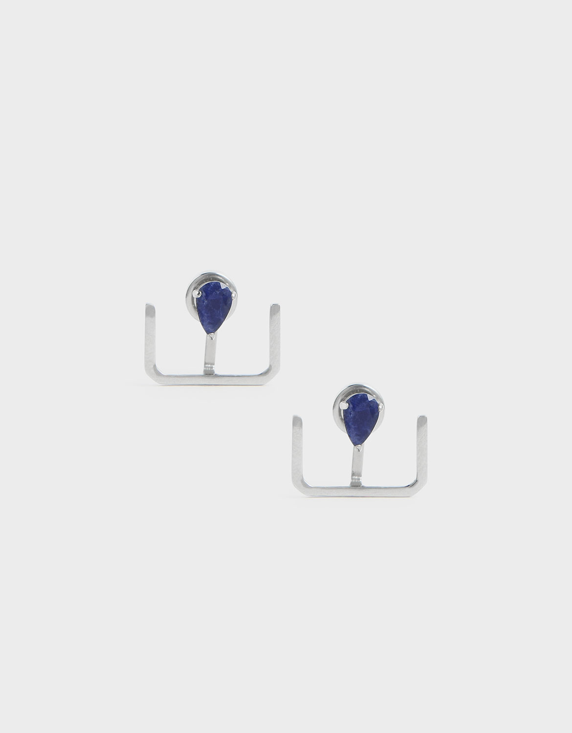 

Sodalite Stone Ear Climber Earrings, Silver