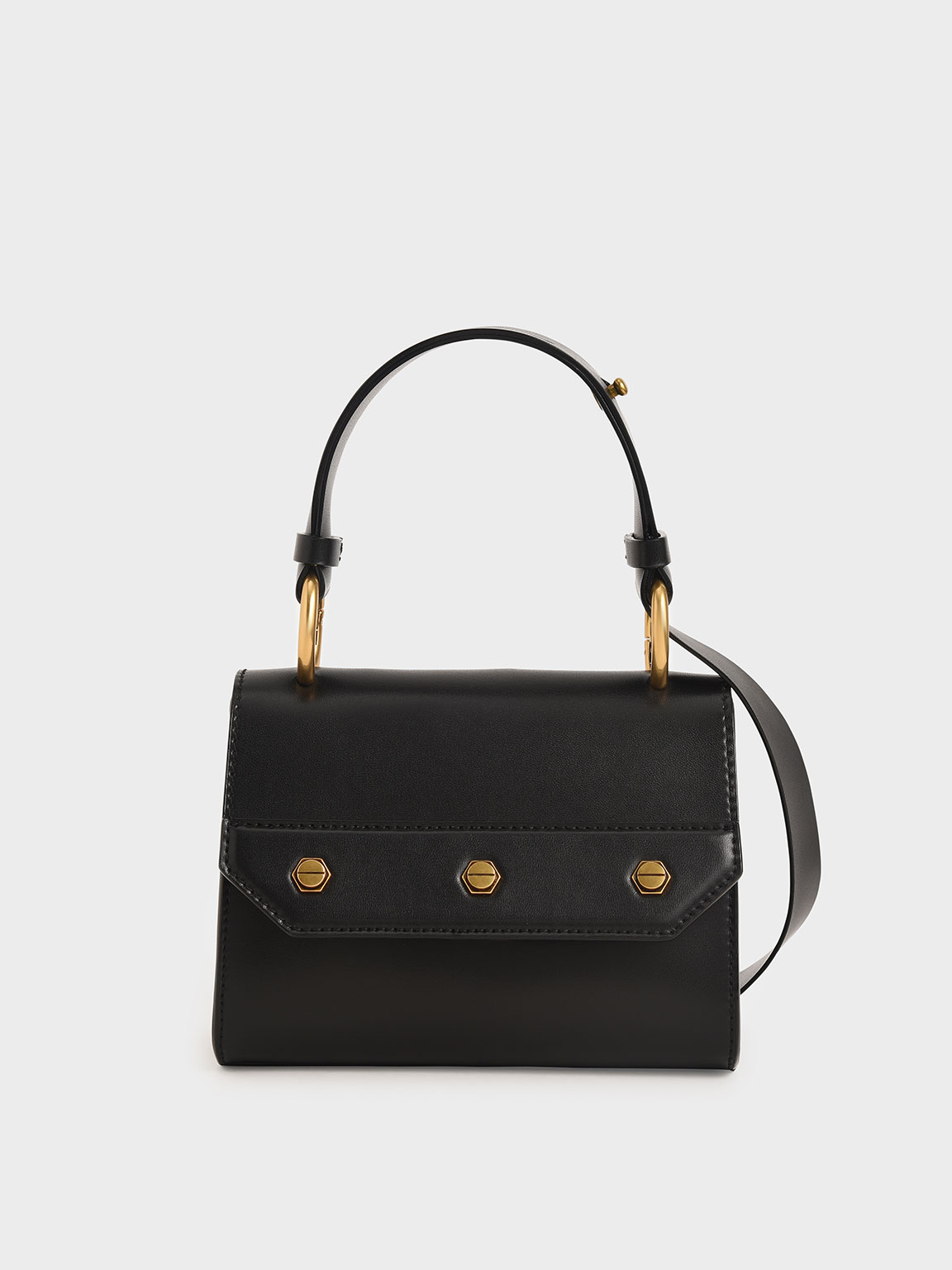 

Studded Top Handle Bag, Black