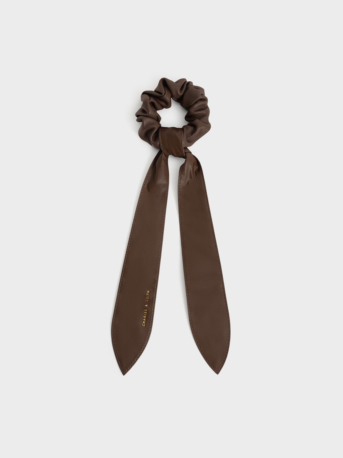 

Riley Ruched Bow Scrunchie, Dark brown