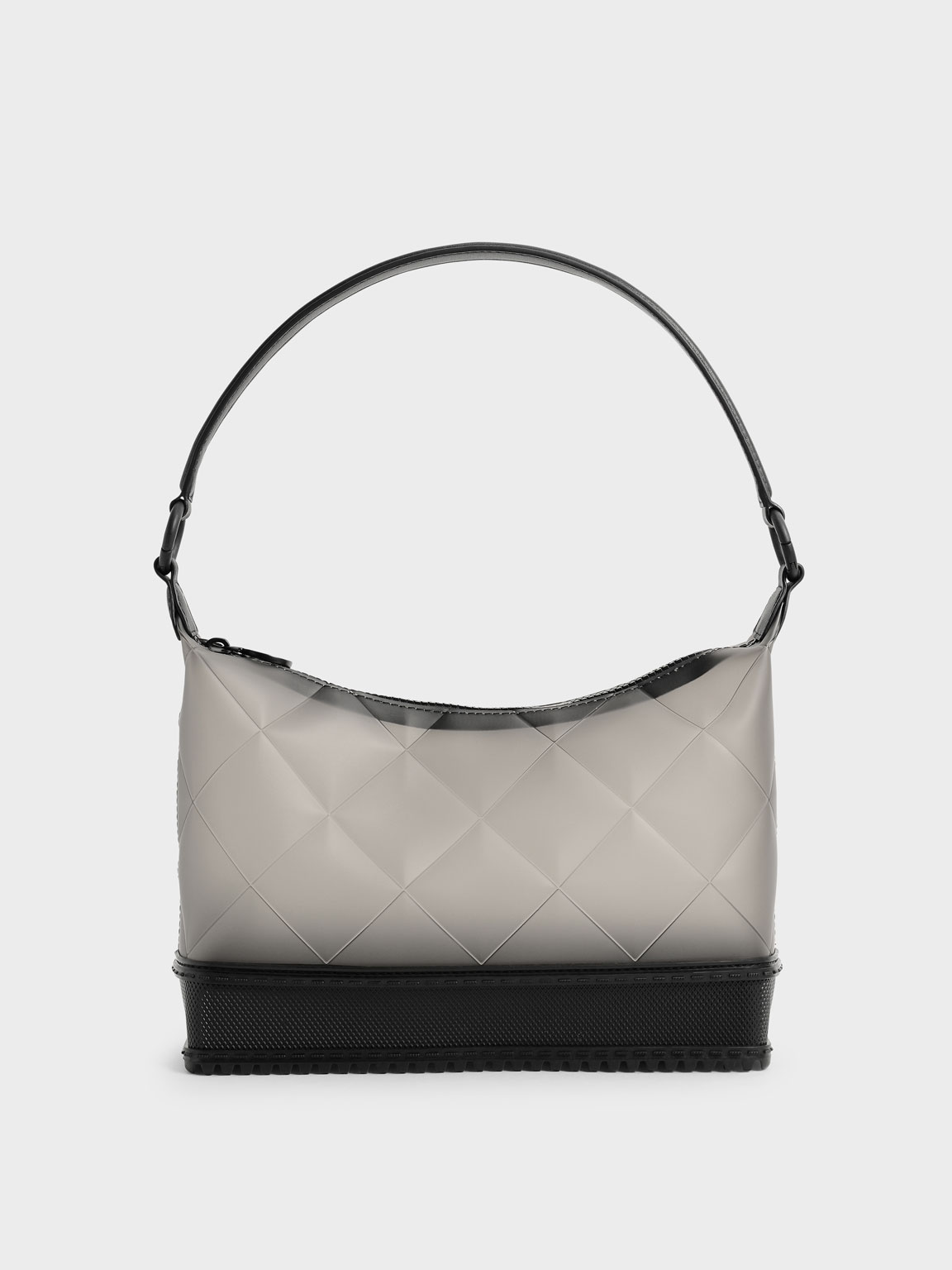 

Graphic Handle Quilted Shoulder Bag, Black