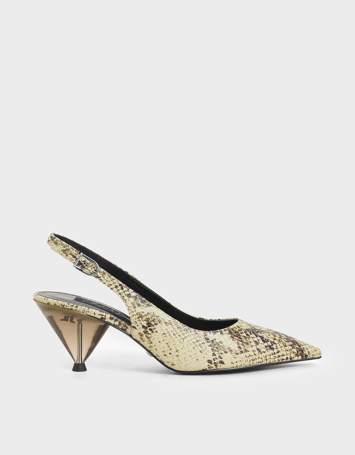 

Leather Snake Print Cone Heel Pumps, Multi