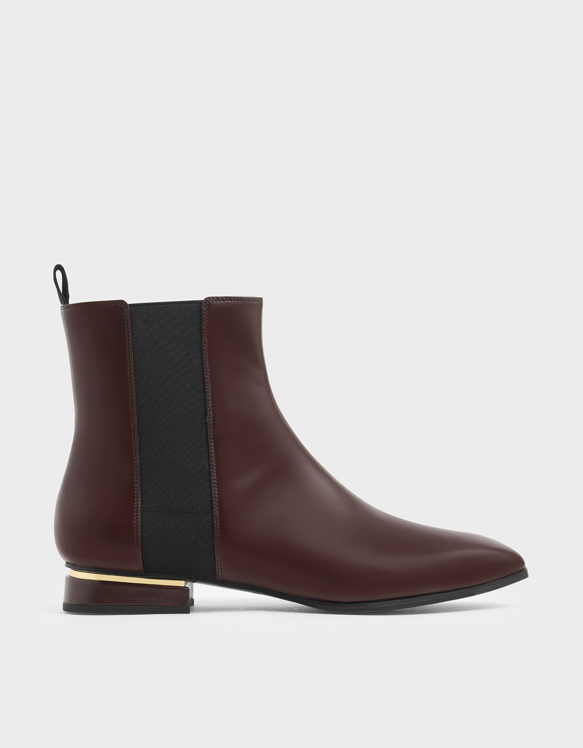 

Metal Accent Heel Chelsea Boots, Brown