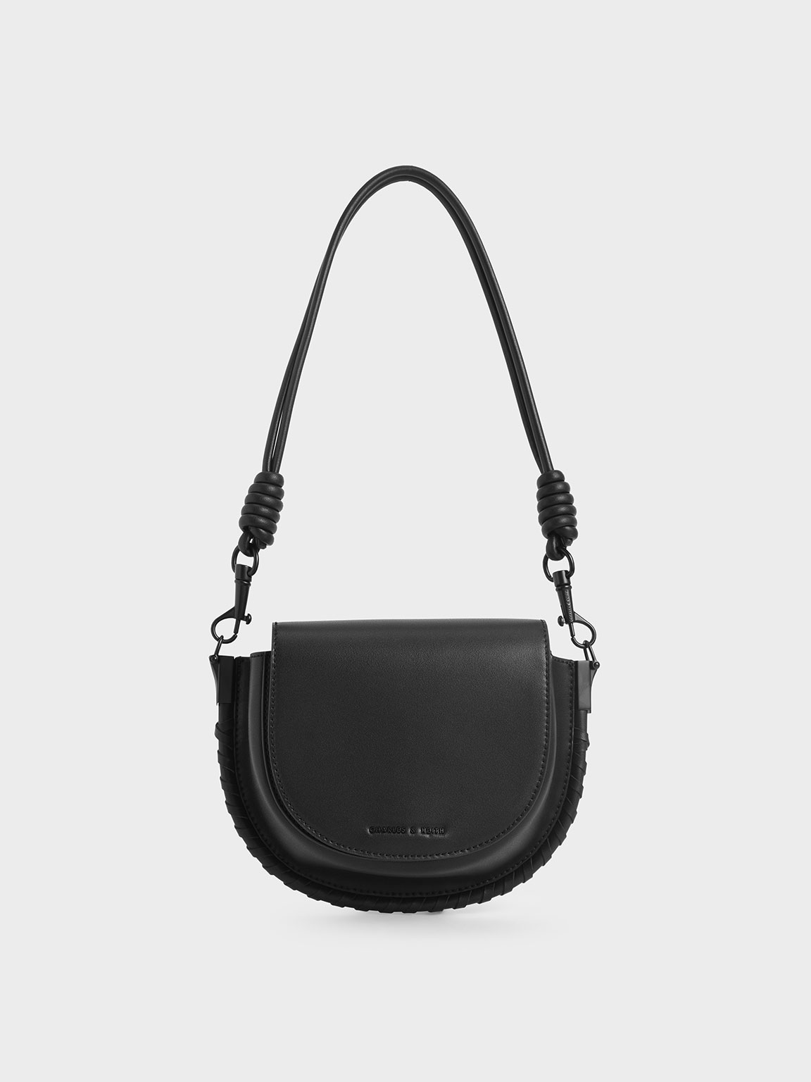 

Stitch Trim Saddle Bag, Black