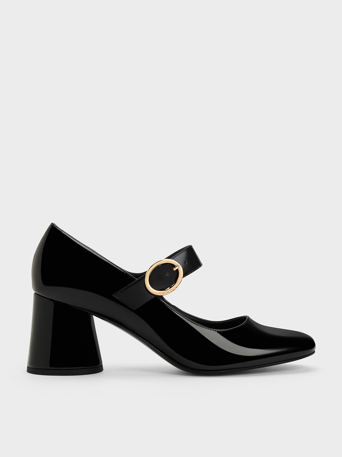 Patent Cylindrical Block Heel Mary Janes