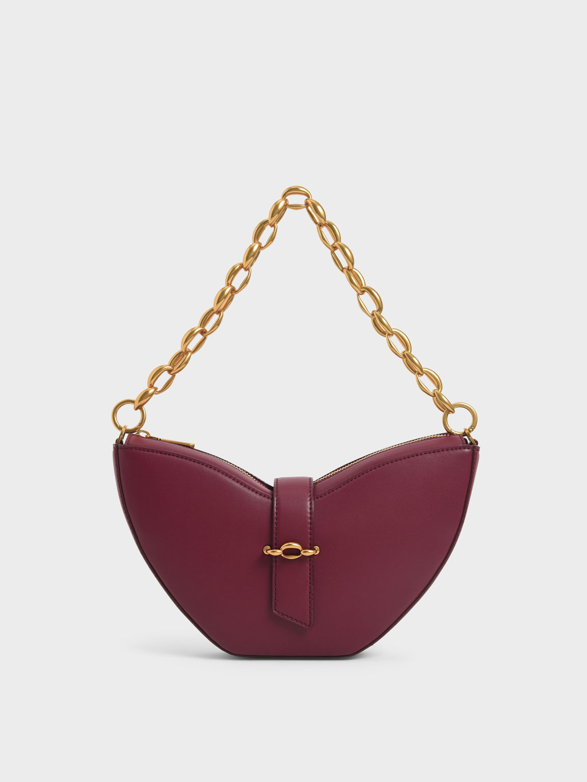 

Chain Handle Sculptural Bag, Burgundy