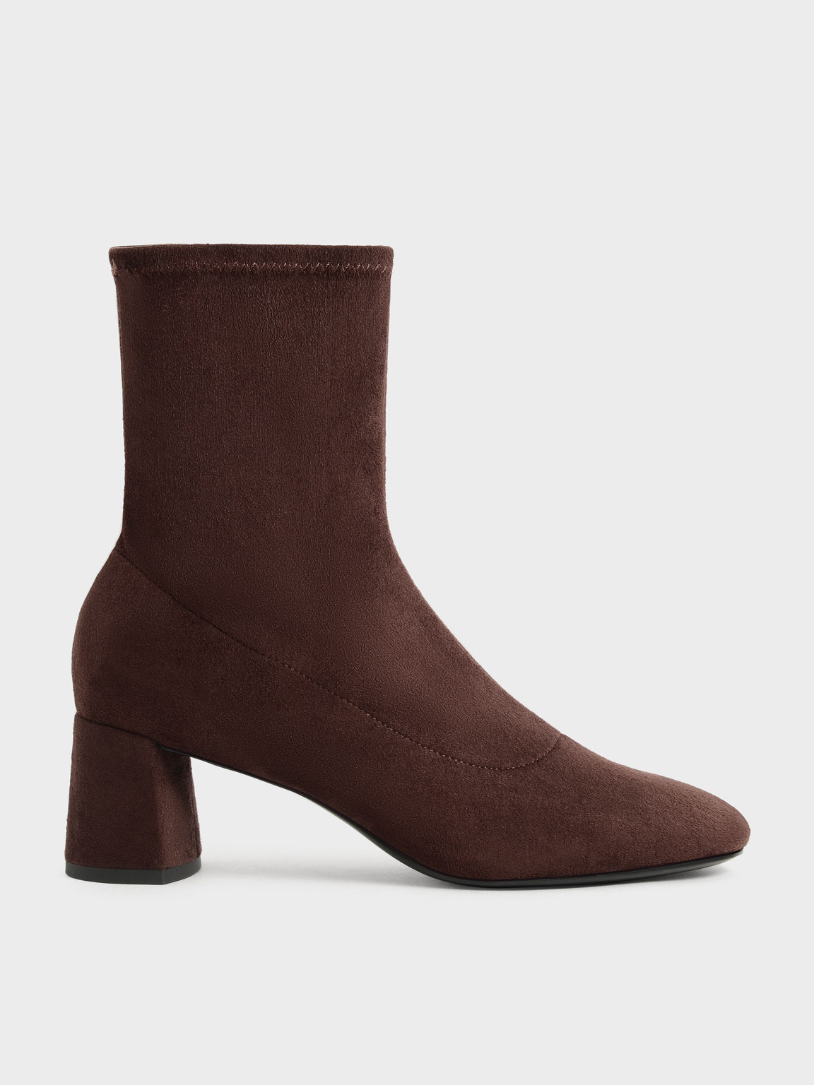 

Textured Stitch-Trim Ankle Boots, Dark brown