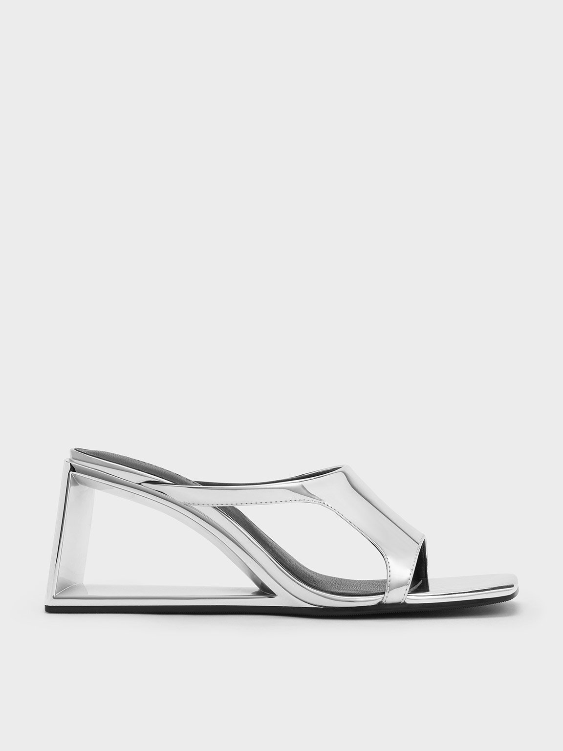 Charles & Keith - Xeli Metallic Triangle-Heel Mules