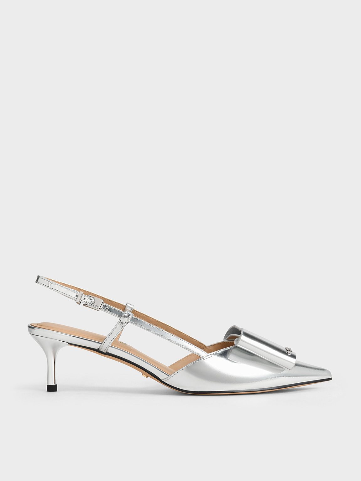 Charles & Keith - Lu Metallic Leather Bow Slingback Pumps Charles & Keith - Lu Metallic Leather Bow Slingback Pumps
