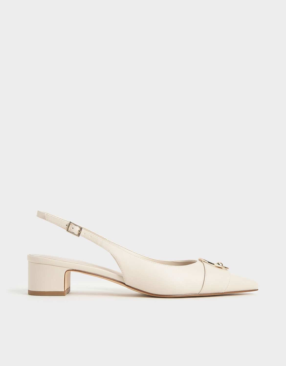 

Ring Embellished Slingback Court Shoes, Chalk