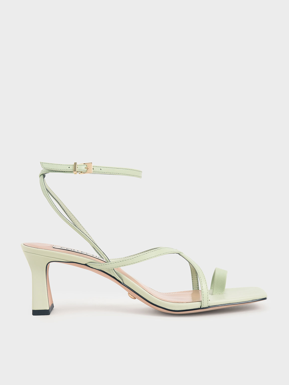 

Leather Strappy Crossover Sandals, Green
