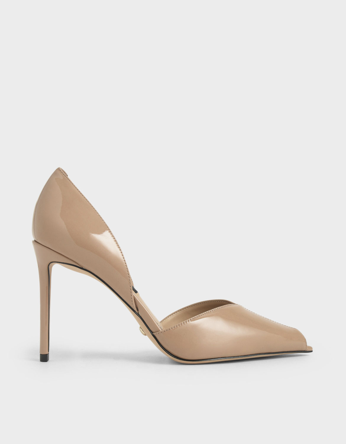 

Leather Peep-Toe D'Orsay Pumps, Nude
