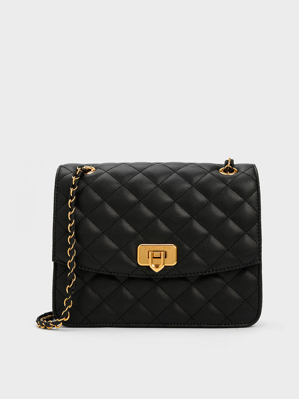 Black Cressida Quilted Chain Strap Bag CHARLES KEITH UK