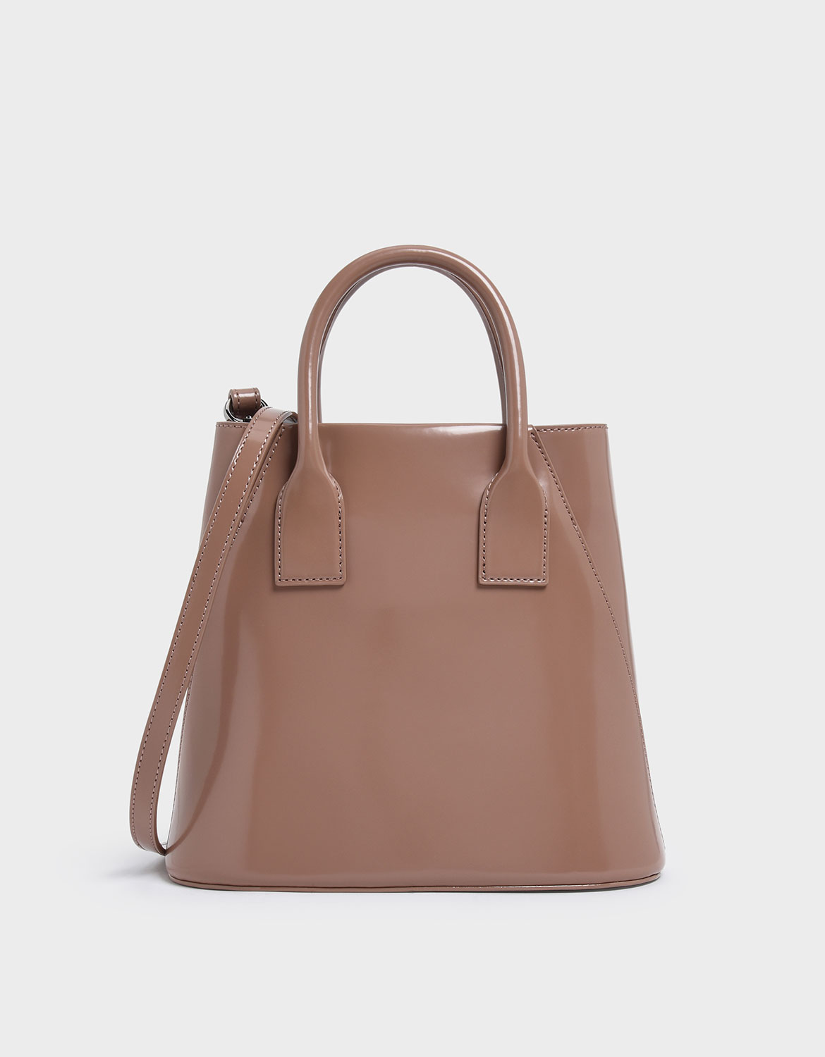 

Leather Boxy Bucket Bag, Blush