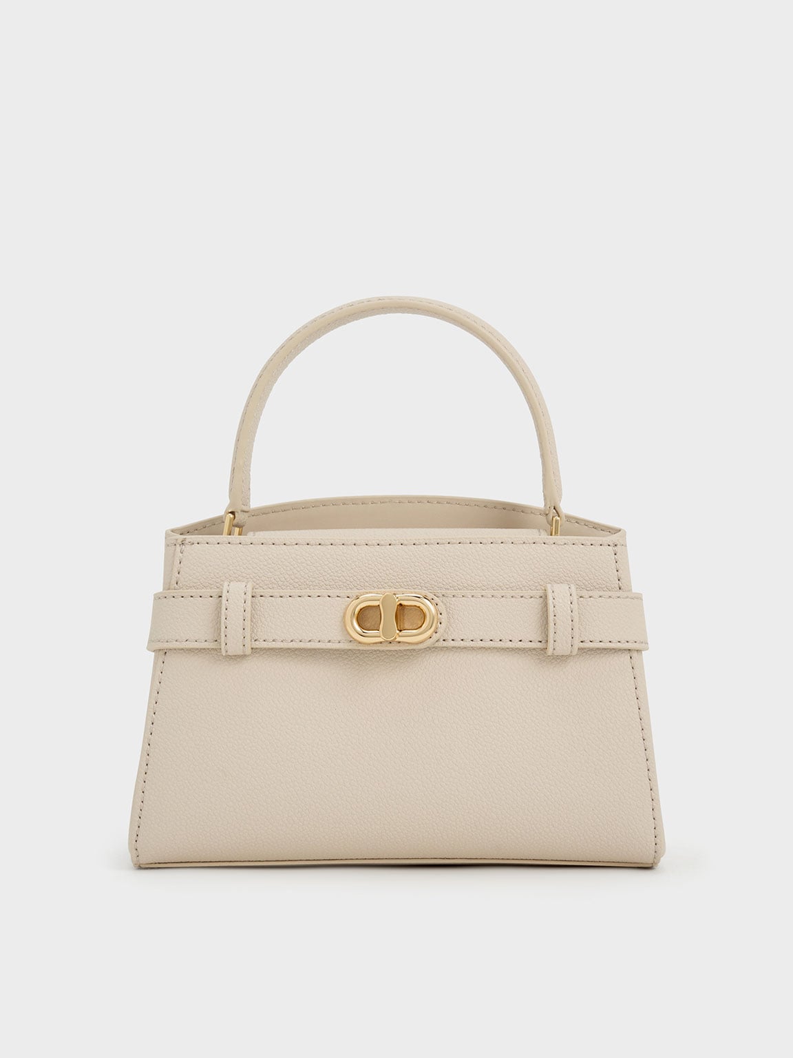 Oat Aubrielle Metallic-Buckle Top Handle Bag - CHARLES & KEITH UK