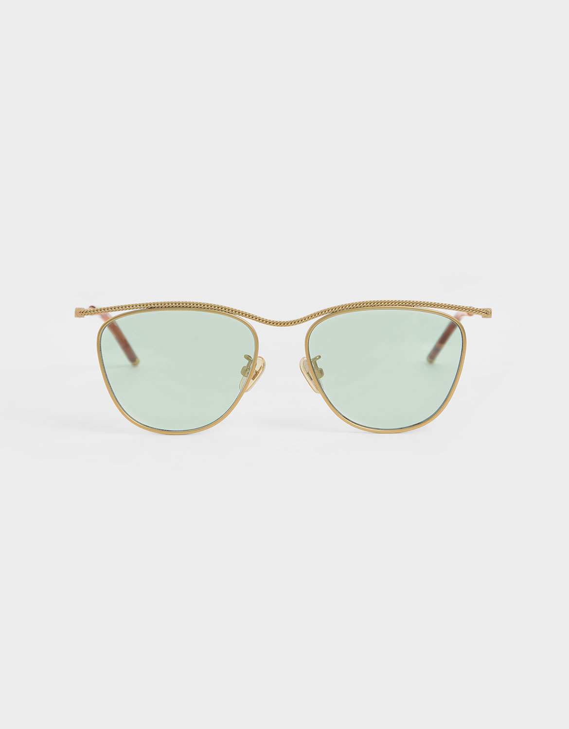 

Wireframe Tinted Sunglasses, Green