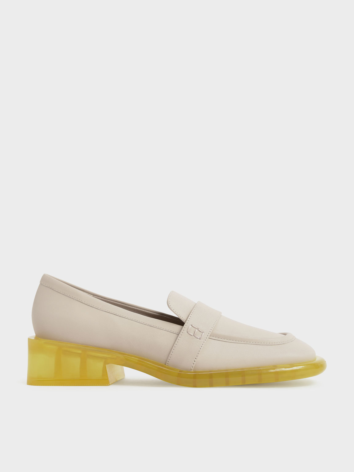 

Two-Tone Leather Penny Loafers, Chalk