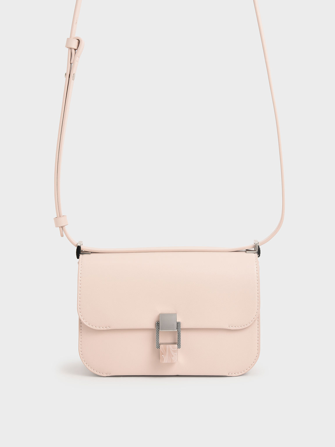 

Stone-Embellished Crossbody Bag, Light pink