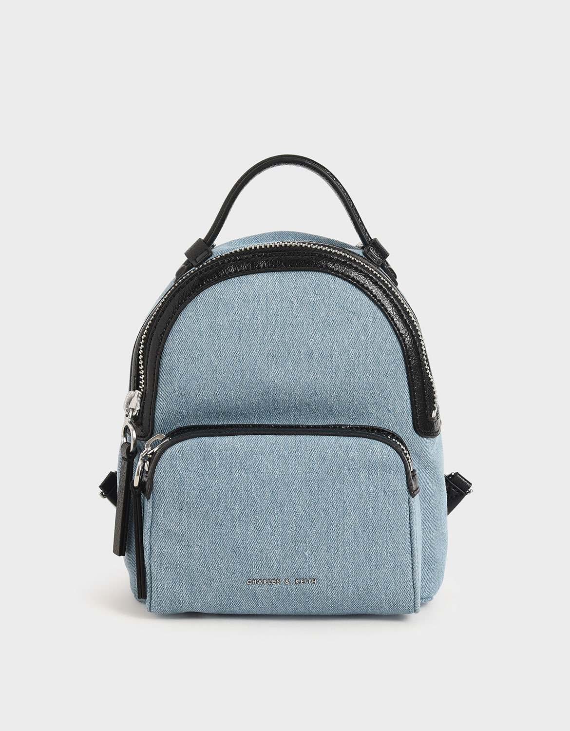 

Textured Double Zip Backpack, Denim blue