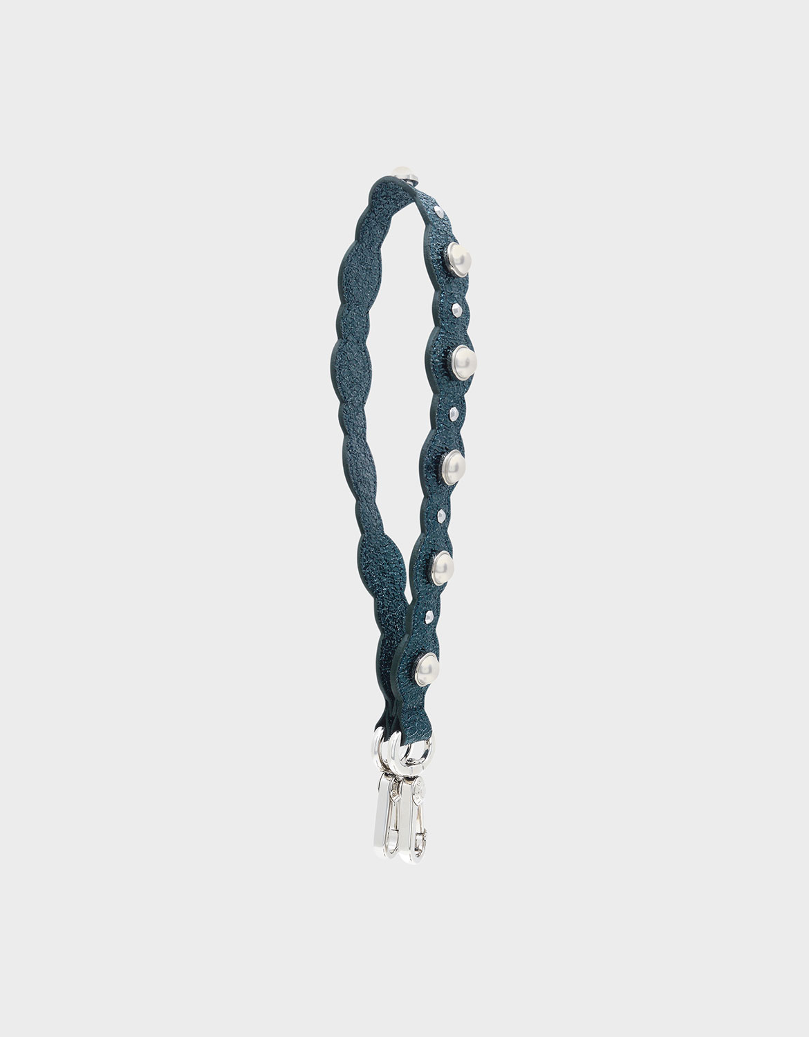 

Pearl Embellishment Short Bag Strap, Teal
