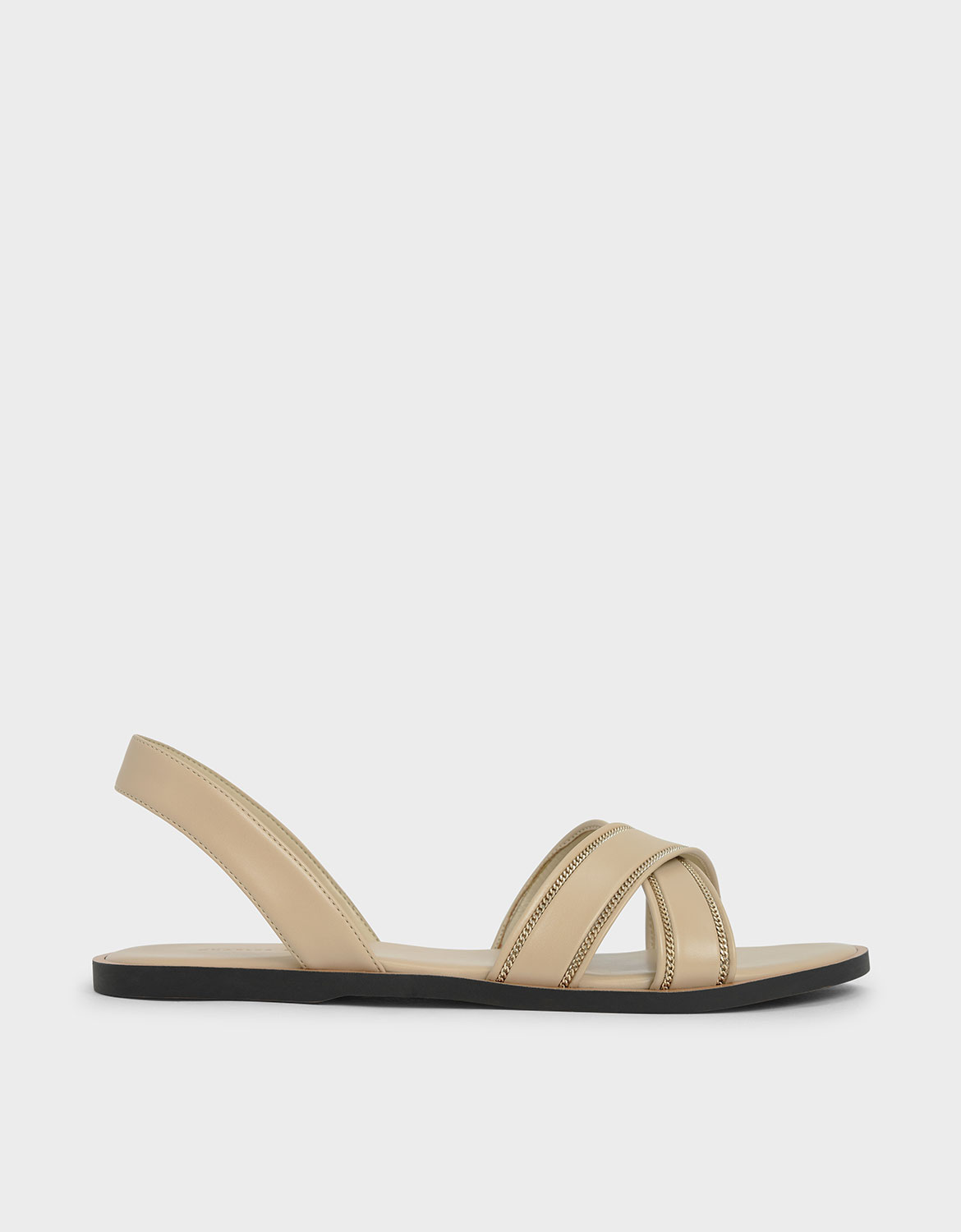 

Embellished Slingback Sandals, Beige