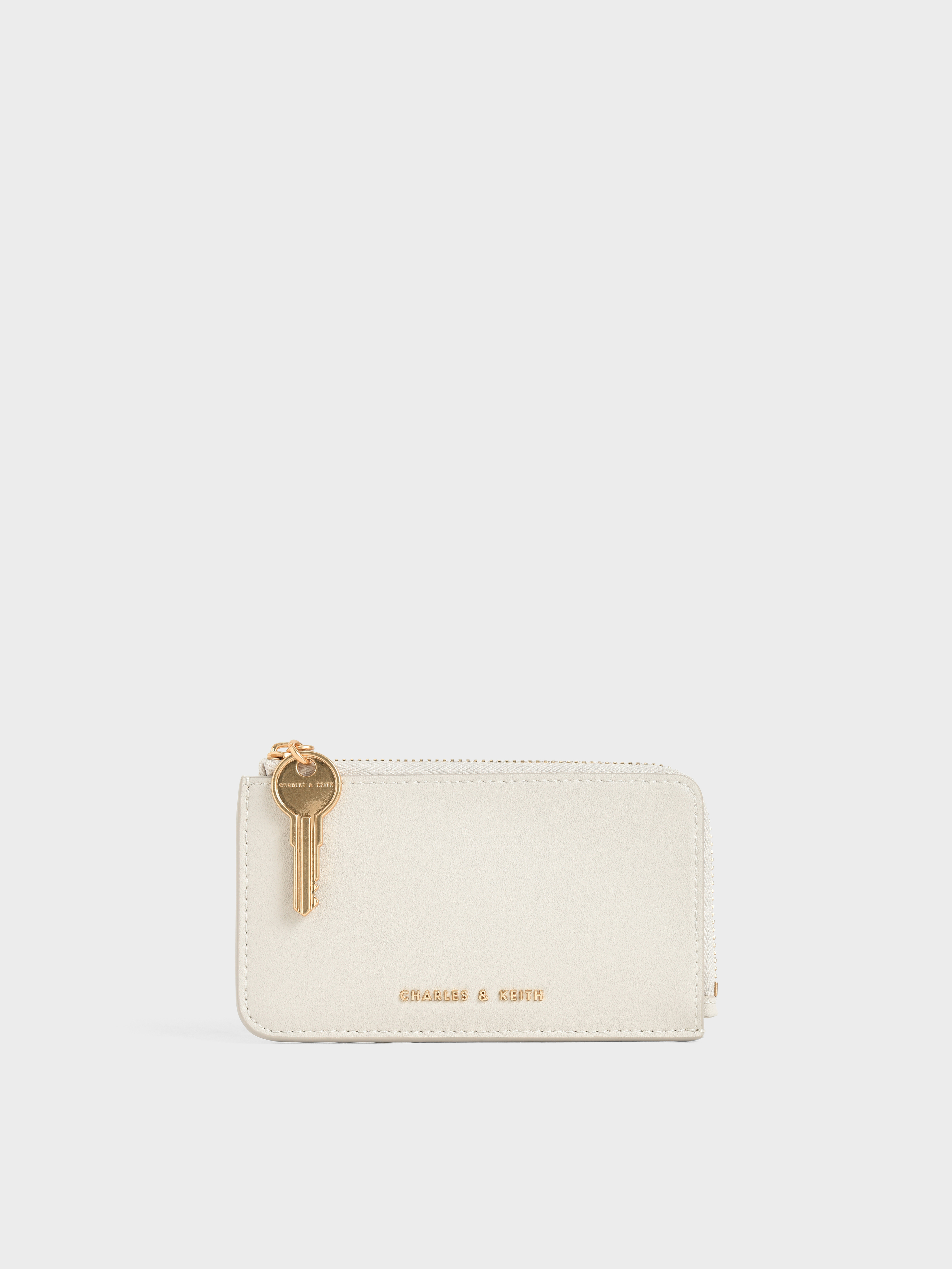 Charles & Keith Zip-around Mini Wallet In Cream