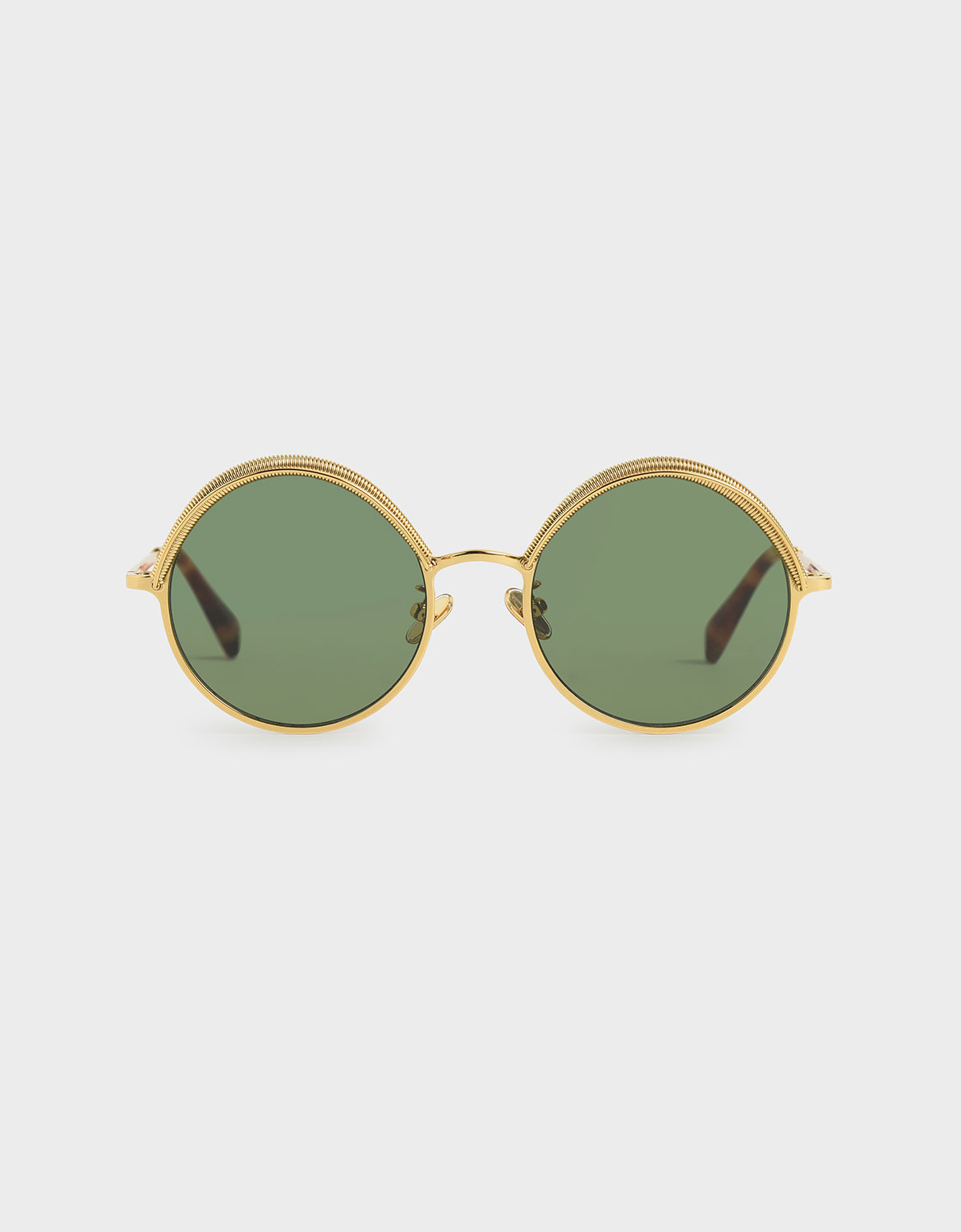 

Half Rim Round Sunglasses, Olive