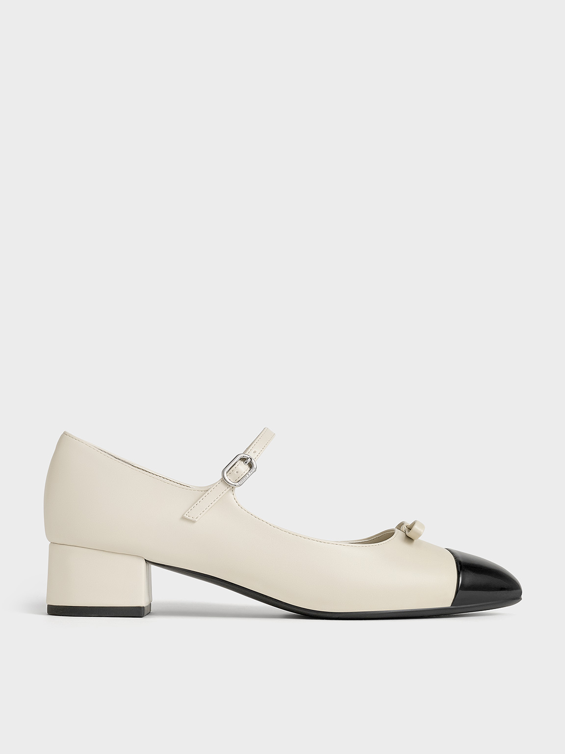 Charles & Keith - Bow Cap-Toe Mary Jane Pumps