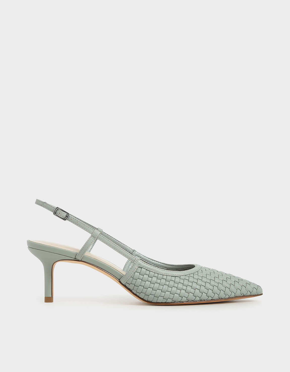 

Woven Slingback Pumps, Sage green