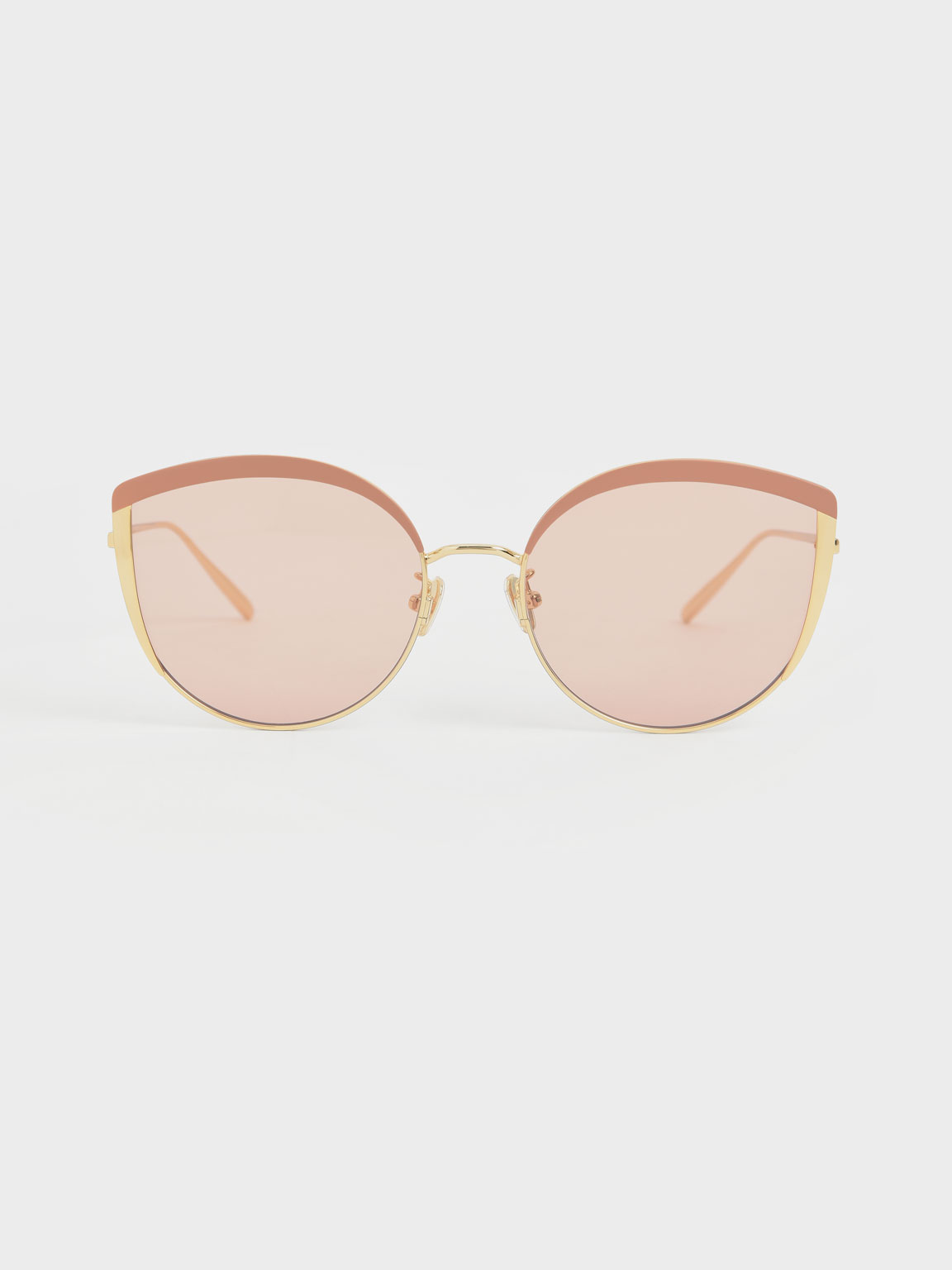 

Thin Metal Frame Cat-Eye Sunglasses, Pink