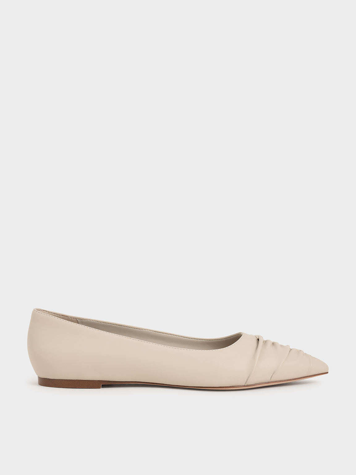 

Ruched Ballet Pumps, Taupe