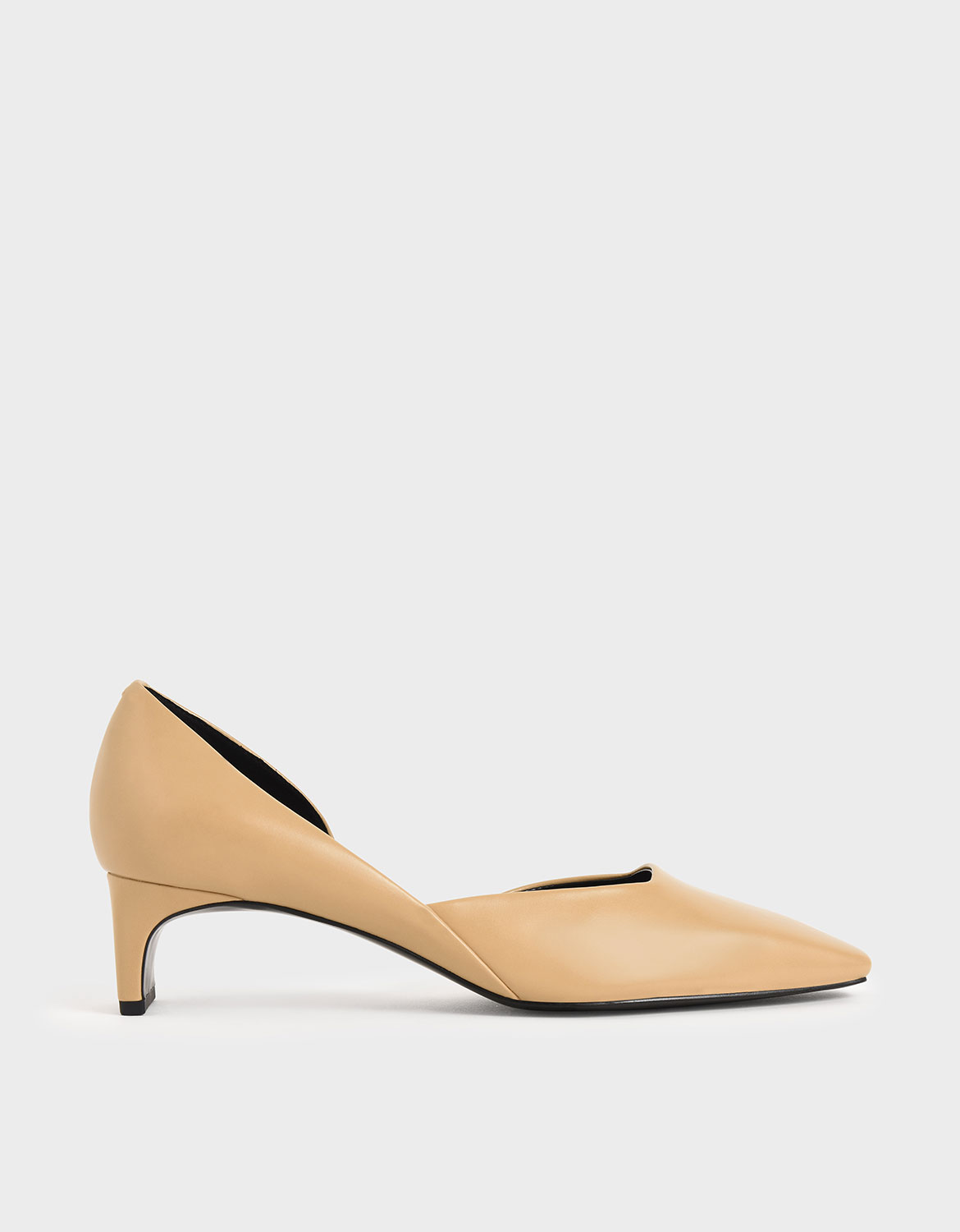 

Square Toe D'Orsay Court Shoes, Beige