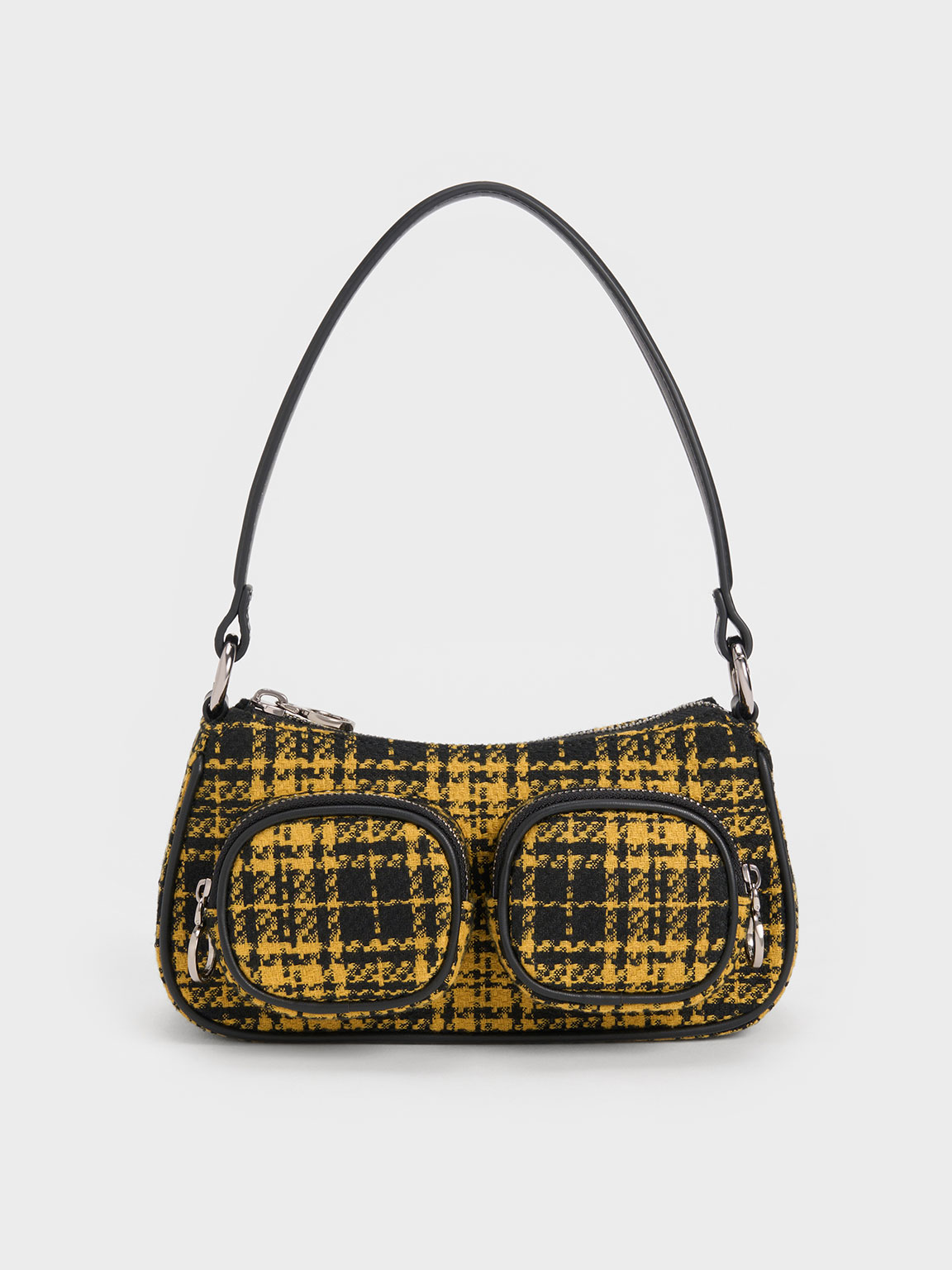 Charles & Keith Woven Check-print Shoulder Bag In Multi