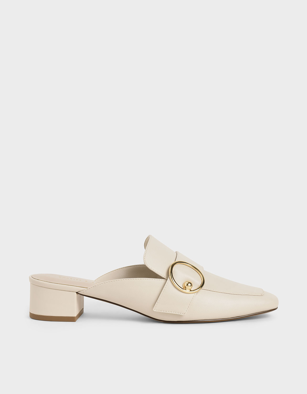 

Ring Embellished Loafer Mules, Chalk