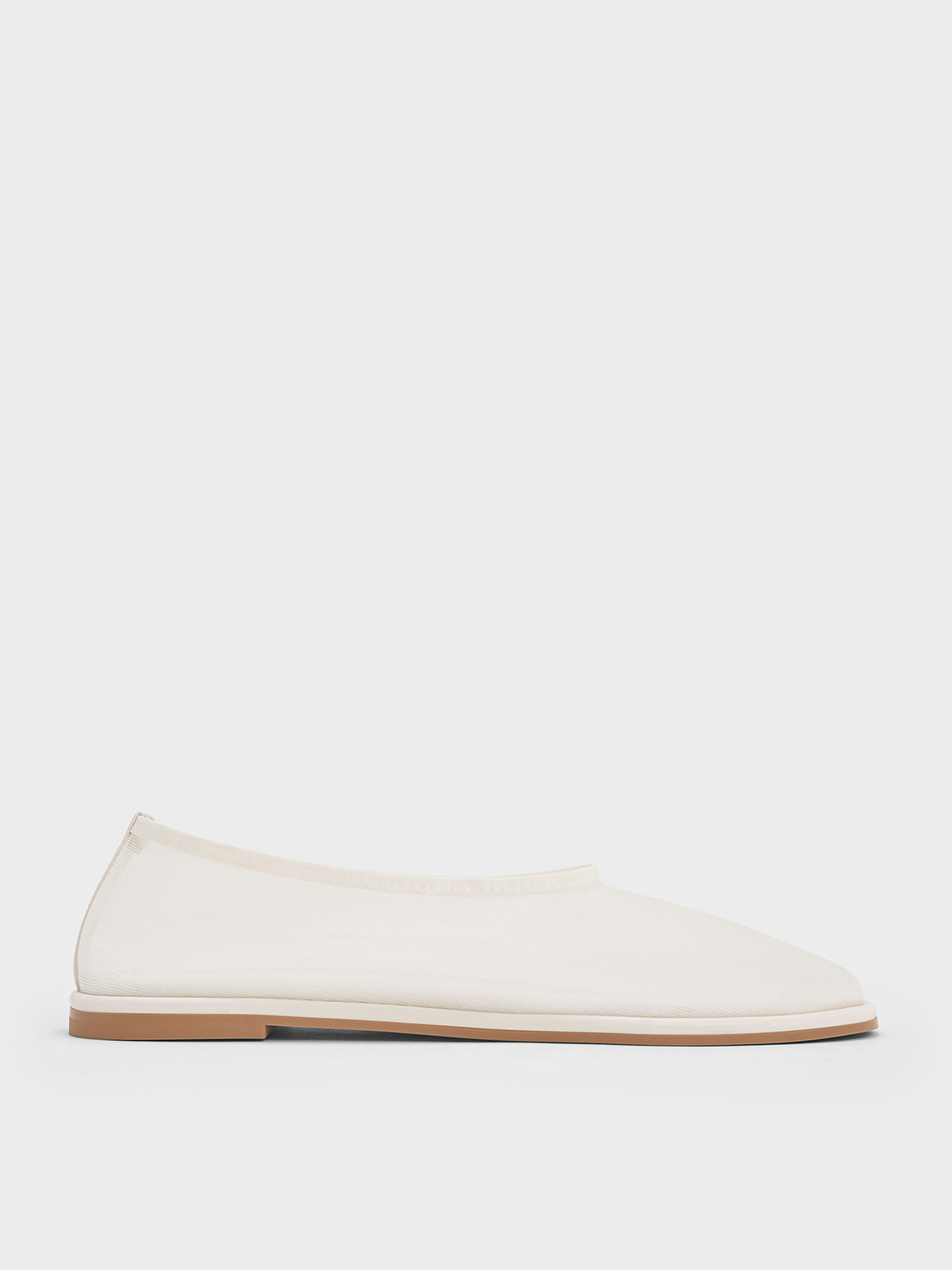 Charles & Keith - Mesh Ballet Flats In White