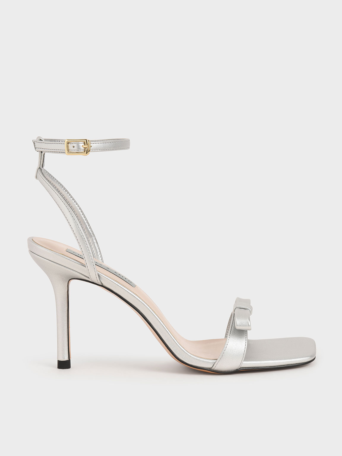 

Bow Ankle Strap Sandals, Silver