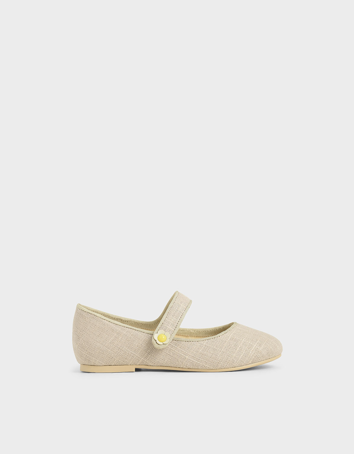 

Girls' Cotton Mary Jane Ballerinas, Beige